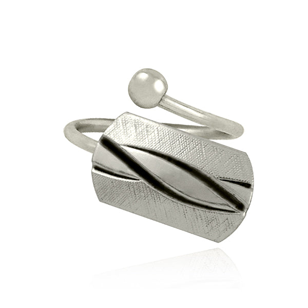 Twist Inlay Bypass Ring - Silver
