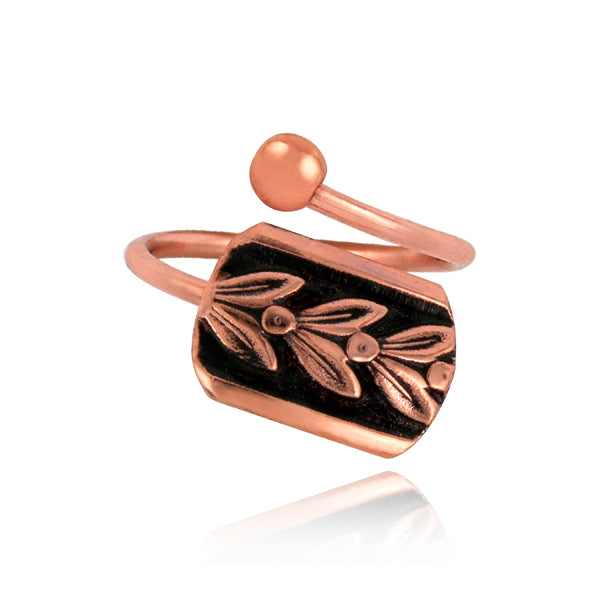 Olive Leaf Bypass Ring - Copper