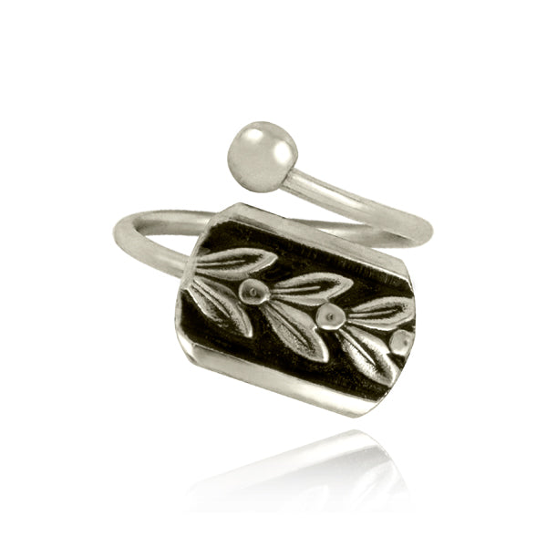 Olive Leaf Bypass Ring - Silver