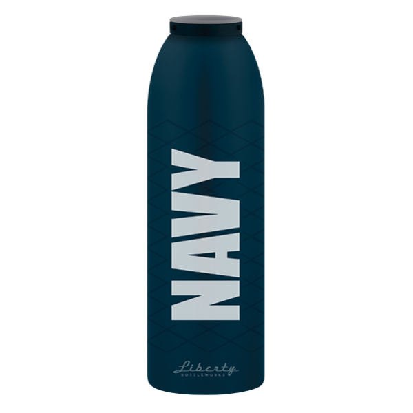 Water Bottle 24 Ounce Freedom Navy Classic with black sports cap - Our Nation's Creations