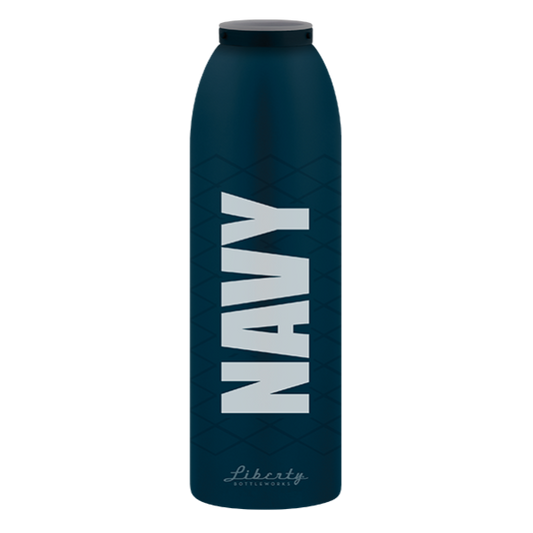 Water Bottle 24 Ounce Freedom Navy Classic with black sports cap - Our Nation's Creations