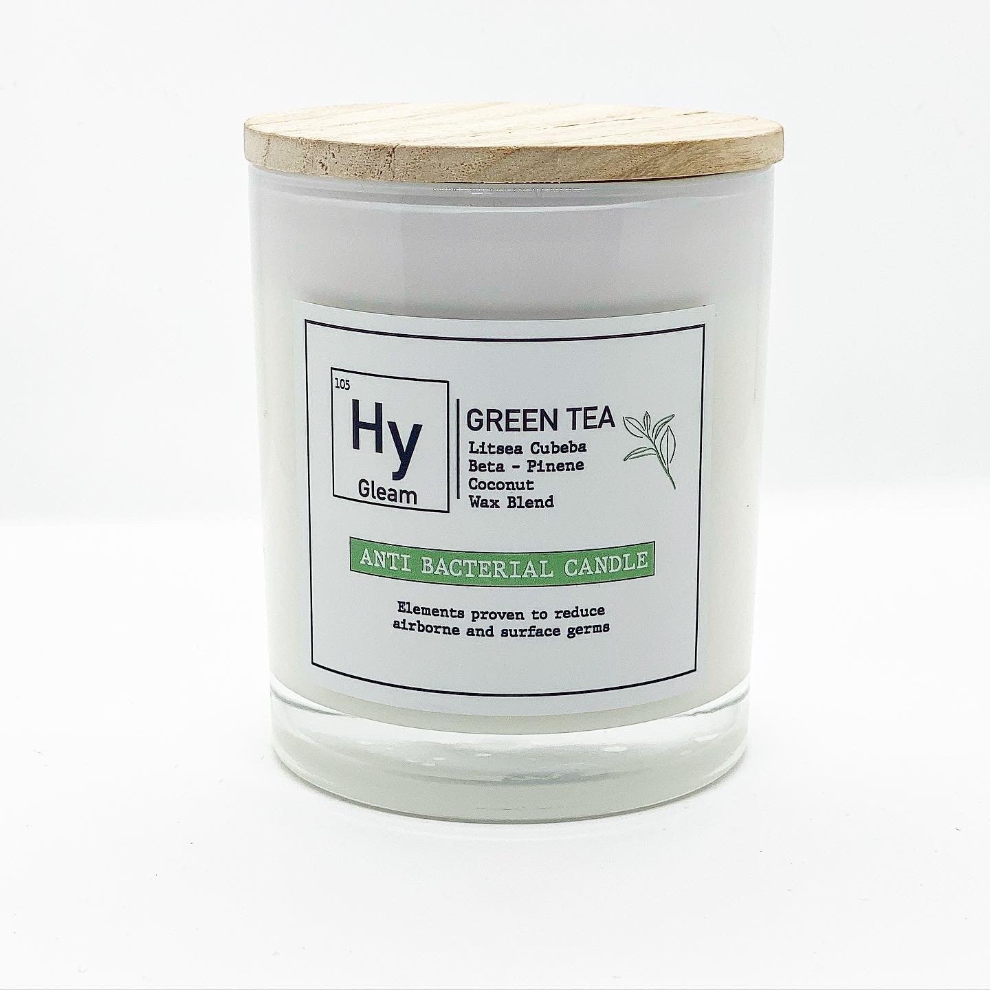 Our Nation's Creations HyGleam Green Tea Candle Anti Bacterial Coconut Wax Blend Beta-Pinena