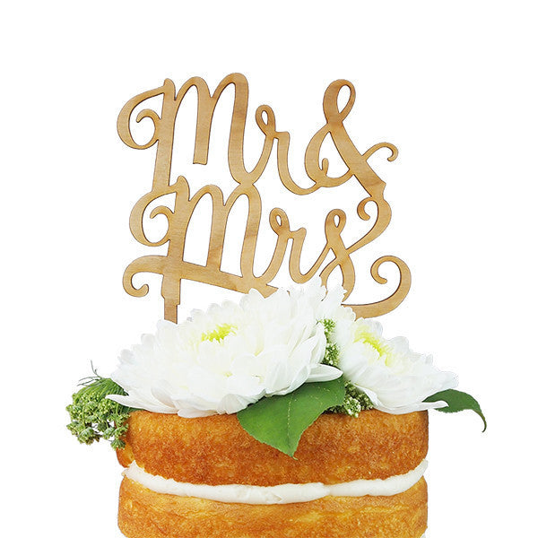 Cake Topper ~ "Mr.and Mrs." Cherry Wood - Our Nation's Creations